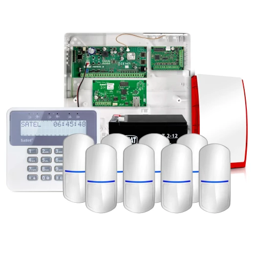 Satel Perfecta 16 Alarm System, 8x Sensor, LCD, SP-4001 R Siren, Accessories