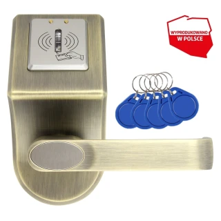 Sign with access control EURA ELH-60B9 BRASS with RFID reader, universal screw mounting spacing