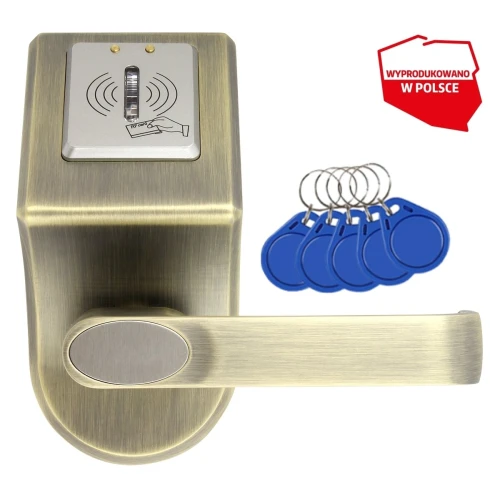 Sign with access control EURA ELH-60B9 BRASS with RFID reader, universal screw mounting spacing