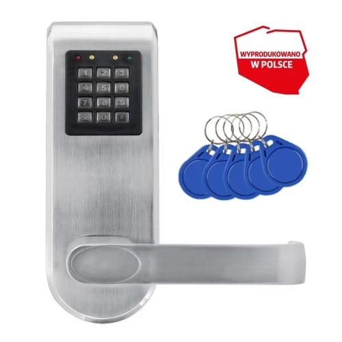 Sign with access control EURA ELH-72B9 SILVER with RFID reader and cipher, universal screw mounting spacing