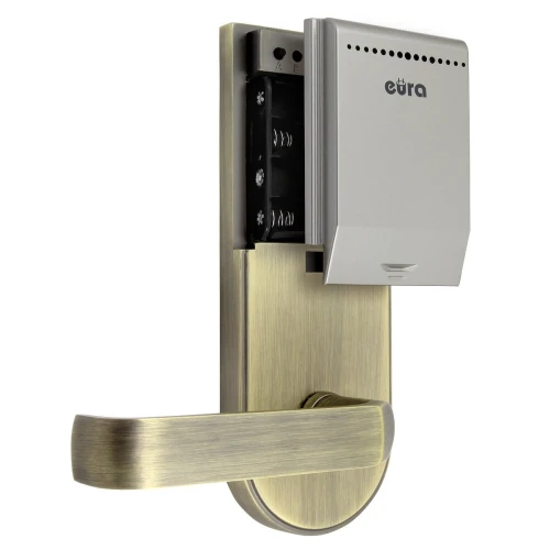 Sign with access control EURA ELH-72B9 BRASS with RFID reader and cipher, universal screw mounting spacing