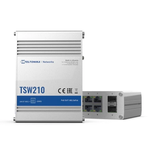 Teltonika TSW210 | Network Switch | 8x RJ45 Gigabit Ethernet Ports, 2x SFP Slots