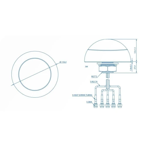 Teltonika 003R-00253 | Combo Antenna | MIMO LTE/GPS/WIFI, roof-mounted
