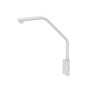 A white, L-shaped camera mount designed for secure wall installation, featuring a sturdy metal construction. The mount has a sleek finish and multiple screw holes for easy attachment and stability.