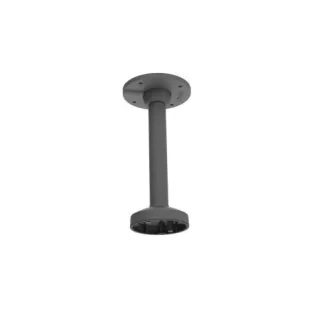 Ceiling mount bracket for cameras, featuring a sleek black finish and a sturdy cylindrical design. Ideal for secure and discreet installation in various indoor environments.