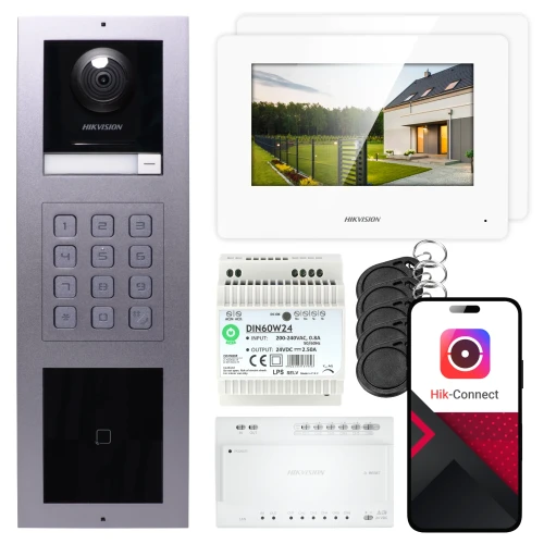 Hikvision 2-Wire Video Intercom 2x Monitor DS-KH6320Y-WTE2 White, Flush-Mount Panel, Keypad, Reader