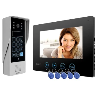 Video intercom EURA VDP-10A3 JUPITER, black color, 7-inch screen.