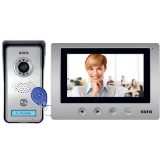Video intercom EURA VDP-33A3 LUNA, 7-inch screen, 2 entrance support, image memory, proximity key reader