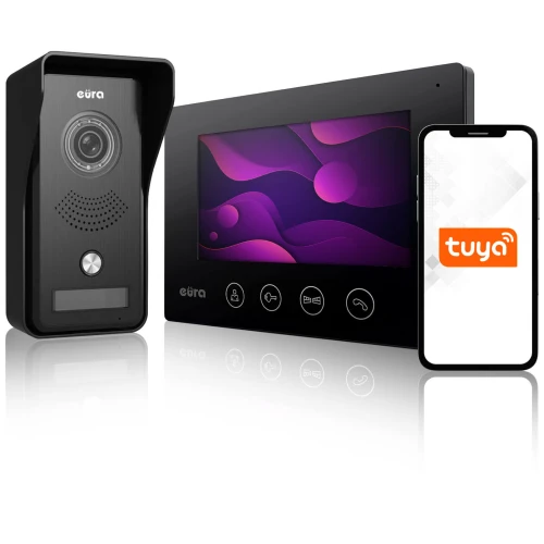 Video intercom EURA VDP-42A3 GAMMA Plus, TUYA, Black, Wifi, 2 inputs, reader