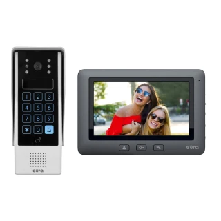 Video intercom EURA VDP-54A3 FOBOS - black, 7'' screen, 1 input support, proximity reader, cipher
