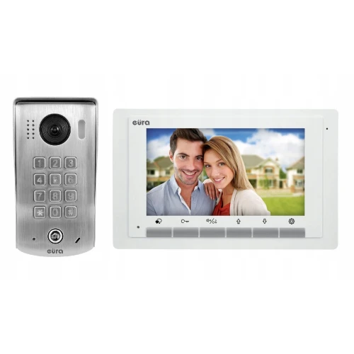 Video intercom EURA VDP-60A5/N WHITE 2EASY - single-family, LCD 7'', white, mechanical cipher, surface-mounted