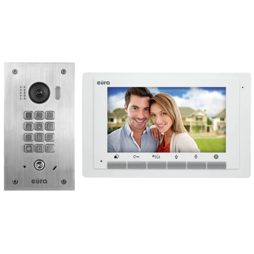Video intercom EURA VDP-60A5/P WHITE 2EASY - single-family, LCD 7'', white, mechanical cipher, flush-mounted