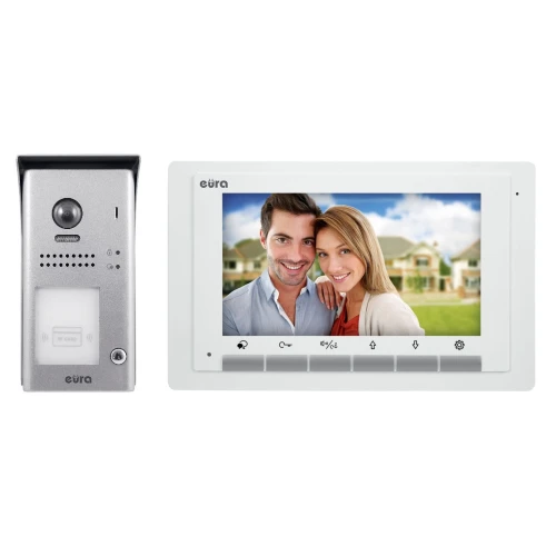 Video intercom EURA VDP-61A5/N WHITE 2EASY - single-family, LCD 7'', white, RFID, surface-mounted