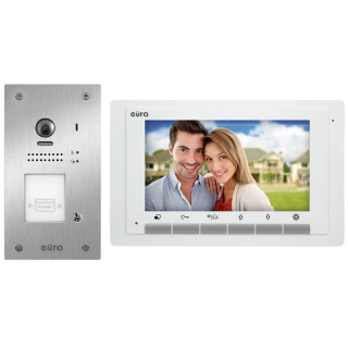 Video intercom EURA VDP-61A5/P WHITE 2EASY - single-family, LCD 7'', white, RFID, flush-mounted