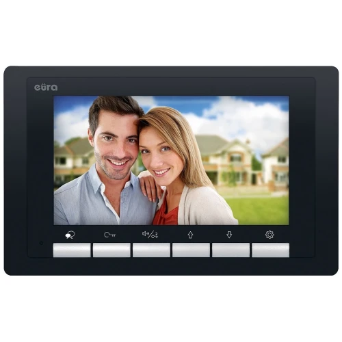 Video intercom EURA VDP-70A5/N BLACK "2EASY" - two-family, 2x LCD 7", black, Unique 125 kHz proximity reader, surface-mounted.