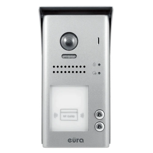 Video intercom EURA VDP-70A5/N BLACK "2EASY" - two-family, 2x LCD 7", black, Unique 125 kHz proximity reader, surface-mounted.
