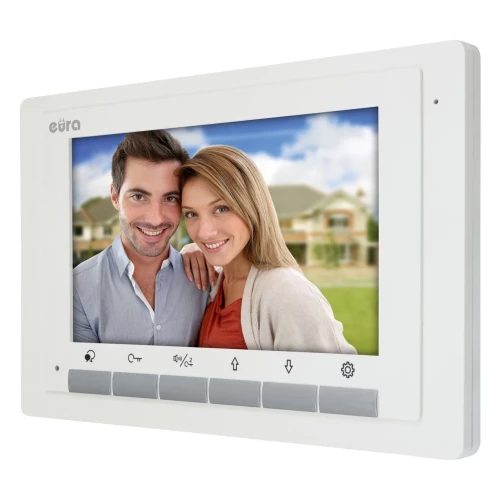 Video intercom EURA VDP-70A5/N WHITE "2EASY" - two-family, 2x LCD 7", white, proximity reader Unique 125 kHz, surface-mounted