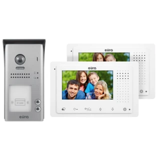 Video intercom EURA VDP-72A5/N "2EASY" - two-family, 2x LCD 4.3", white, Unique 125 kHz proximity reader, surface-mounted