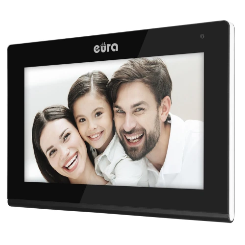Video intercom EURA VDP-82C5 - two-family black 2x LCD 7'' FHD, 2 input support, 1080p camera, RFID reader, surface-mounted