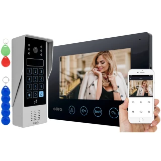 Video intercom EURA VDP-90A3 DELTA+ black 7'', full hd, WiFi, 2 inputs, keypad, proximity reader, ahd, tuya