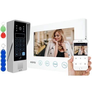 Video intercom EURA VDP-90A3 DELTA+ white 7'', full HD, WiFi, 2 inputs, keypad, proximity reader, AHD, Tuya