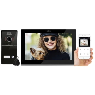 Video intercom EURA VDP-98C5 - black, touch screen, 10'' LCD, AHD, WiFi, image memory, SD 128GB