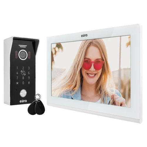 Video intercom EURA VDP-99C5 - white, touch LCD 10'', AHD, WiFi, image memory, 1080p camera, RFID, cipher, surface-mounted