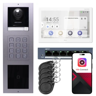 IP Video Intercom Hikvision 1x Monitor DS-KH9510-WTE1(B), Surface-Mounted, Panel, Keyboard, Reader
