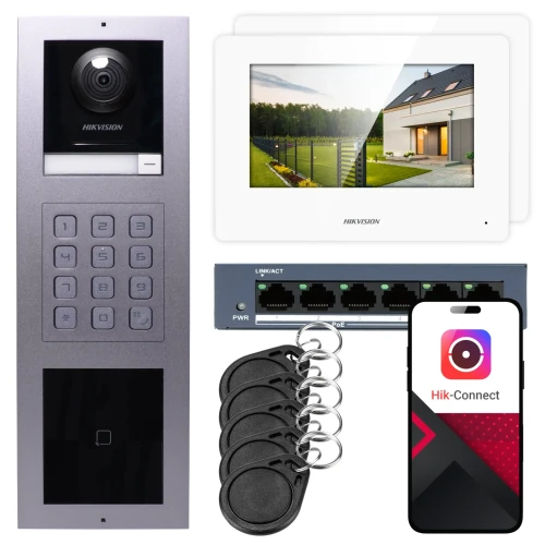 IP Video Intercom Hikvision 2x Monitor DS-KH6320-WTE1-W, Flush-Mounted, Panel, Keyboard, Reader