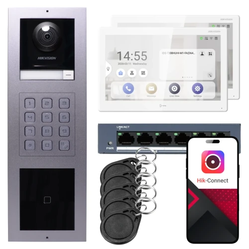 IP Video Intercom Hikvision 2x Monitor DS-KH9510-WTE1(B), Surface-Mounted, Panel, Keyboard, Reader