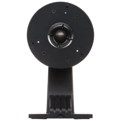 The image shows a black camera mount with a circular base and multiple screw holes for secure attachment. The mount is designed to hold a camera in place, featuring a sturdy construction suitable for various installations.