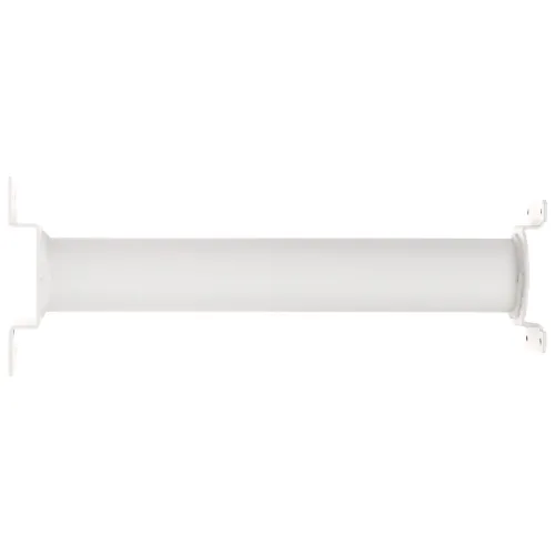 A white cylindrical metal rod with mounting brackets on both ends designed for structural support. The sleek and minimalist design is suitable for various industrial and architectural applications.
