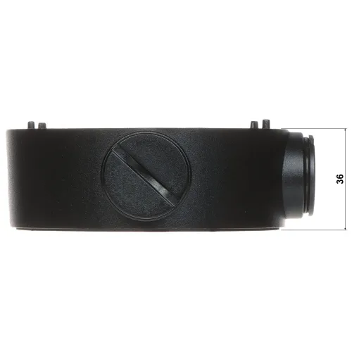 A black, cylindrical electronic device with a circular adjustment dial on the side and a measurement marking indicating a height of 36 millimeters. The design is sleek and compact, suitable for integration into various systems.