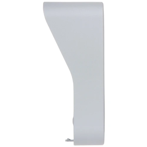 Side view of a sleek, silver wall mount bracket with a smooth, minimalist design. The bracket features a subtle curve and a small protruding hook at the bottom for secure attachment.