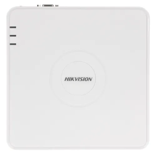 A sleek, white Hikvision security device with a minimalist design and subtle branding on the top surface. The compact unit features three small indicator lights on the side, emphasizing its modern and functional aesthetic.