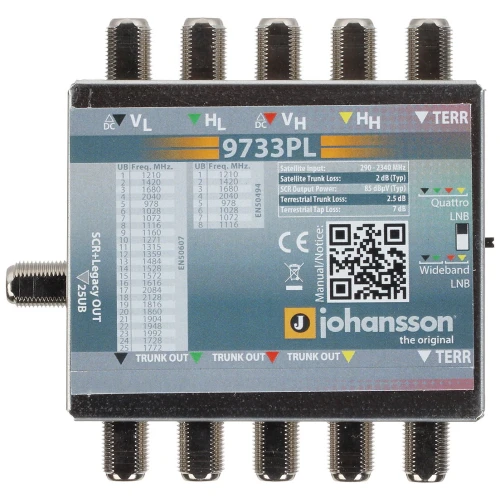 Multiswitch UNICABLE I/II MS-9733PL 5 inputs / 5 outputs + 1 UNICABLE output JOHANSSON