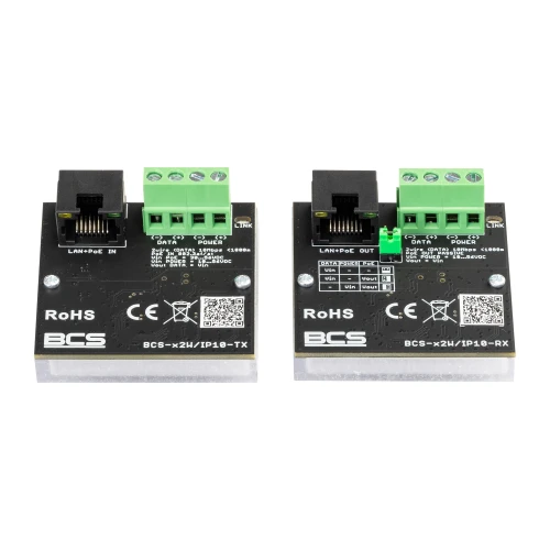 Set of active converters for data transmission from Ethernet network and PoE power supply BCS-X2W/IP10
