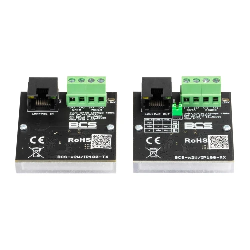 Set of active converters for data transmission from Ethernet network and PoE power supply BCS-X2W/IP100