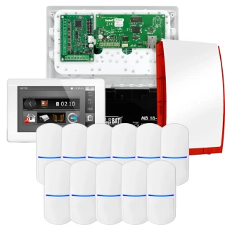 SATEL INTEGRA 32 alarm set, 11x detector, siren, white INT-TSI-W keypad