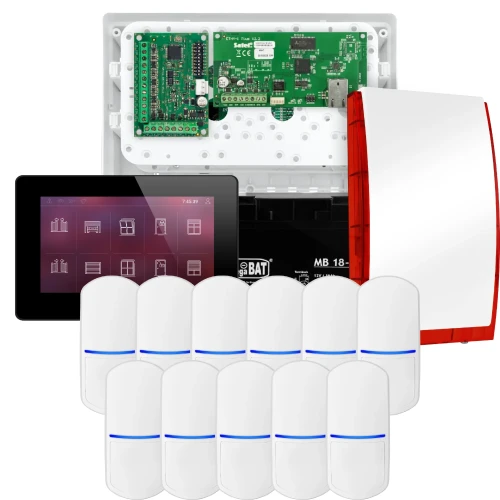 SATEL INTEGRA 32 Alarm Set, 11x Detector, Siren, Black Keypad INT-TSH2-B