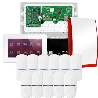 SATEL INTEGRA 32 Alarm Kit, 11x Detector, Siren, White Keypad INT-TSH2-W