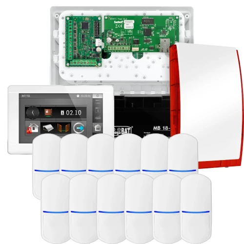 SATEL INTEGRA 32 Alarm Set, 12x PET Detector, Siren, White INT-TSI-W Keypad
