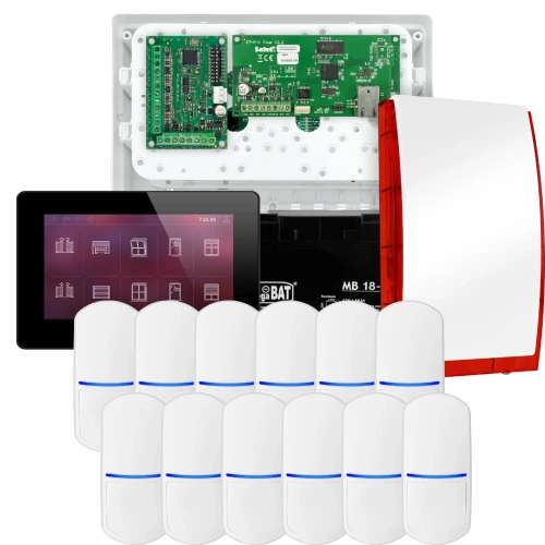 SATEL INTEGRA 32 Alarm Kit, 12x PET Detector, Siren, Black INT-TSH2-B Keypad