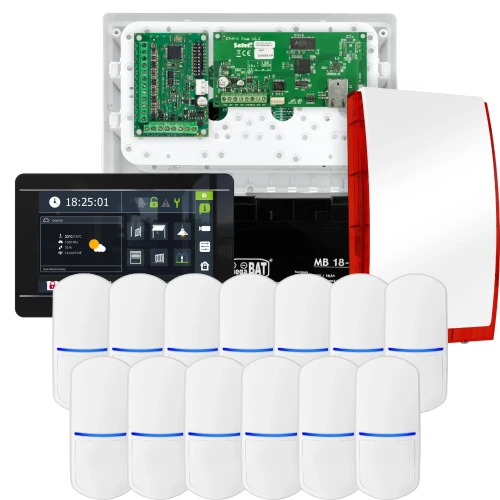 SATEL INTEGRA 32 Alarm Set, 13x Detector, Siren, Black INT-TSI-B Keypad