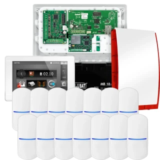SATEL INTEGRA 32 alarm set, 14x PET detector, siren, white INT-TSI-W keypad, LTE communication