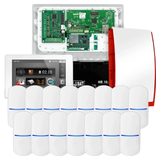 SATEL INTEGRA 32 alarm set, 15x PET detector, siren, white INT-TSI-W keypad, LTE communication