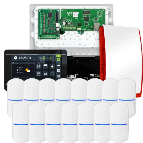 SATEL INTEGRA 32 Alarm Kit, 15x PET Detector, Siren, Black INT-TSI-B Keypad