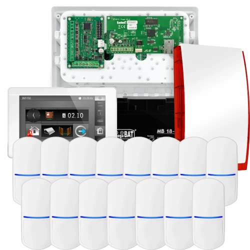 SATEL INTEGRA 32 Alarm Kit, 15x Detector, Siren, White INT-TSI-W Keypad