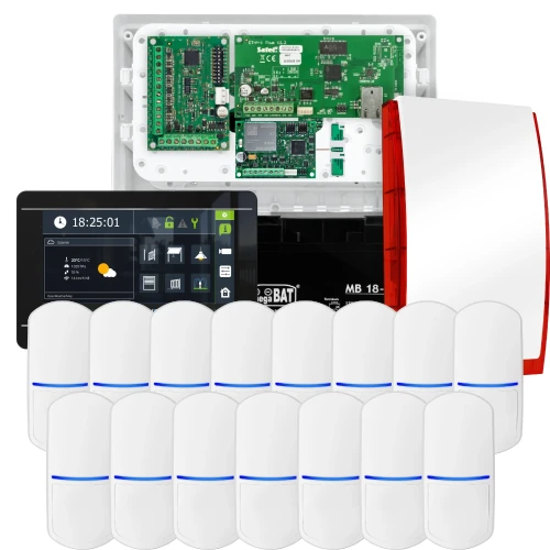 SATEL INTEGRA 32 Alarm Set, 15x Detector, Siren, Black INT-TSI-B Keypad, LTE Communication