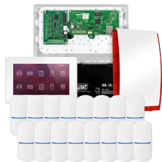 SATEL INTEGRA 32 Alarm Kit, 16x Detector, Siren, White INT-TSH2-W Keypad